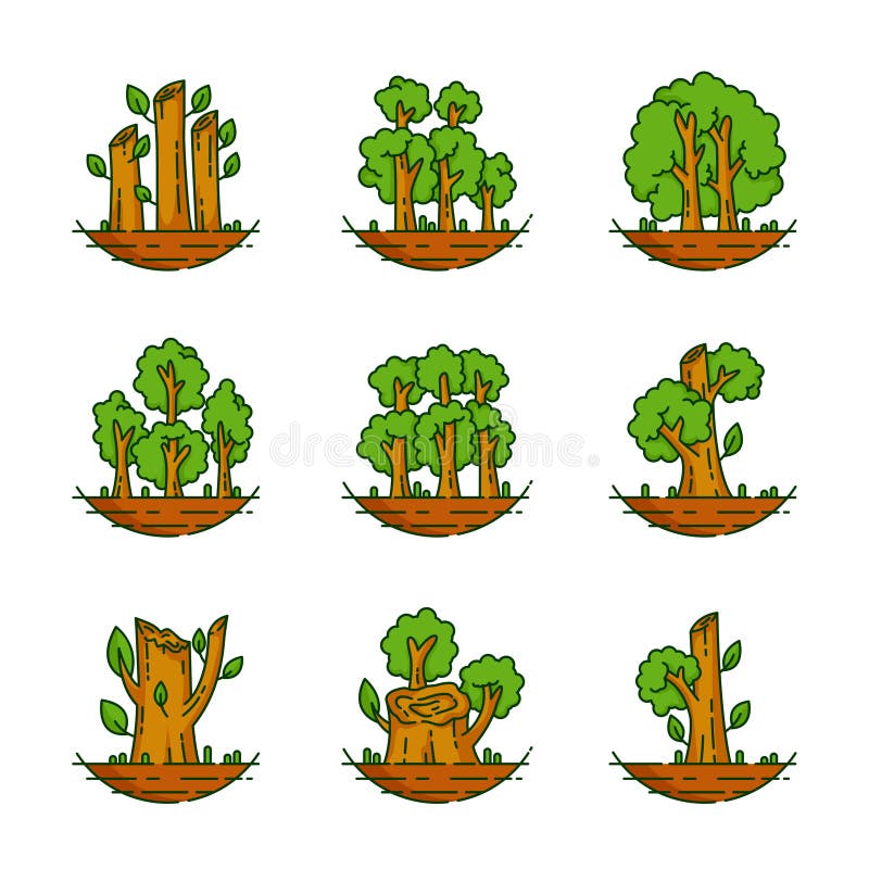 Träd växt, skog, natur, botanisk illustration, trädsamling royaltyfri illustrationer Träd växt, skog, natur, botanisk illustration, trädsamling royaltyfri illustrationer