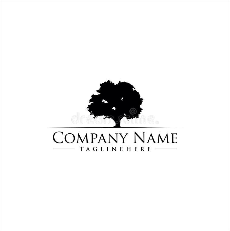 Trädlogotypdesign Design Vector Stock-mall Vintage Trädlogotyp - heltal royaltyfri illustrationer