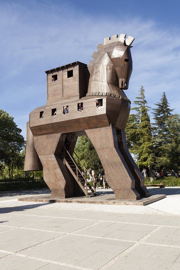 Trämodell av en Trojanska hästen troy kalkon royaltyfri bild Trämodell av en Trojanska hästen troy kalkon royaltyfri bild