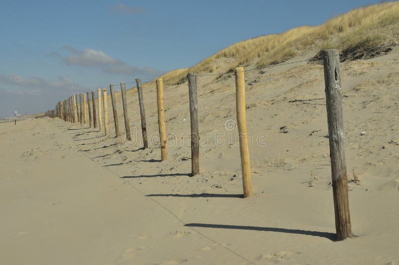 Trästaket längs stranden och dyerna royaltyfri fotografi Trästaket längs stranden och dyerna royaltyfri fotografi
