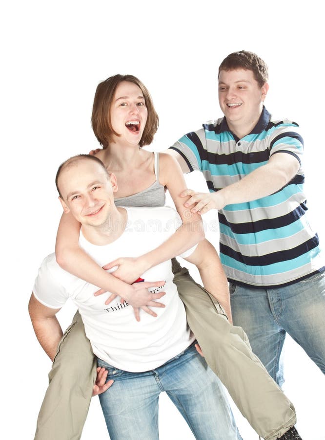 Três amigos felizes. imagem de stock royalty free Três amigos felizes. imagem de stock royalty free
