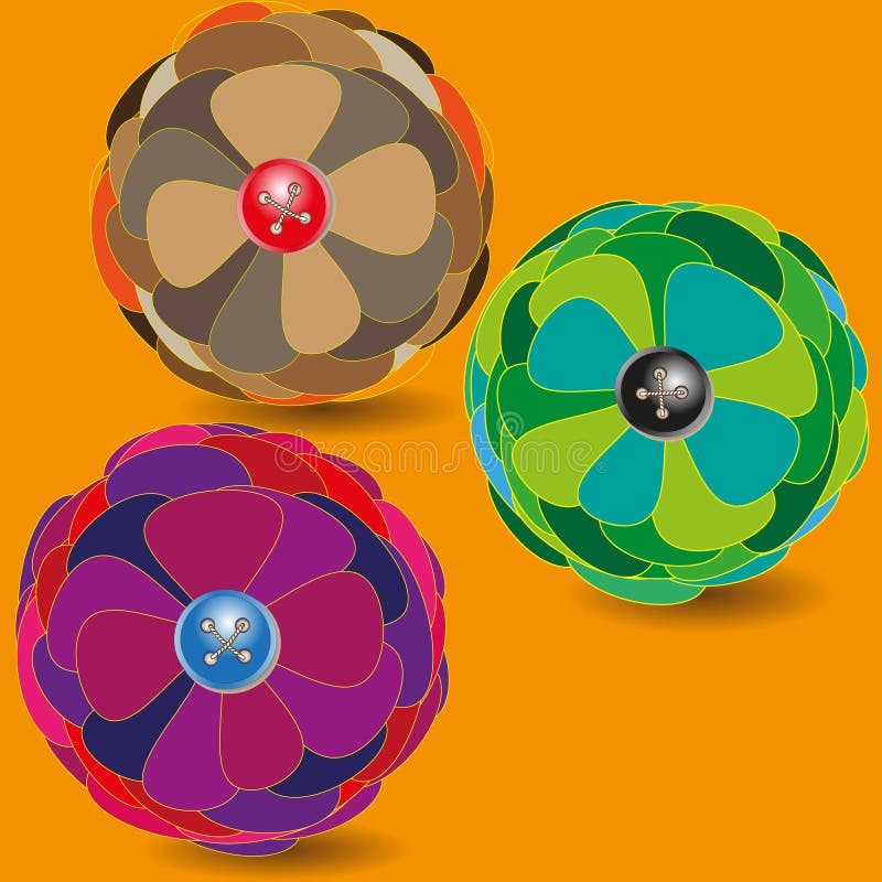 Três bolas da ilustração do vetor da flor ilustração royalty free Três bolas da ilustração do vetor da flor ilustração royalty free