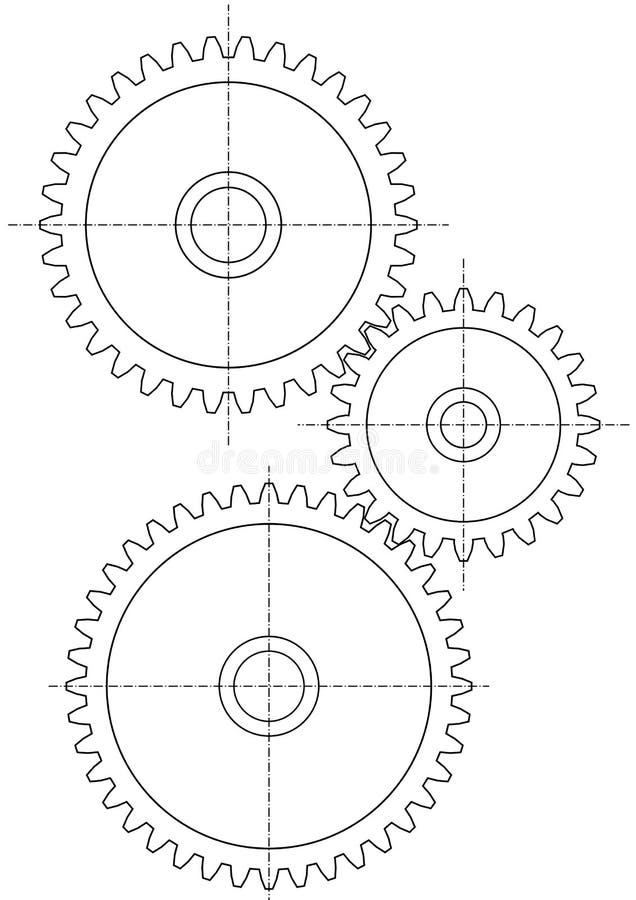 Três engrenagens ilustração do vetor