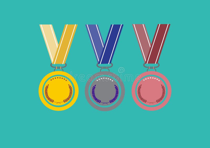 Três medalhas em fundos verdes, ilustração ilustração stock