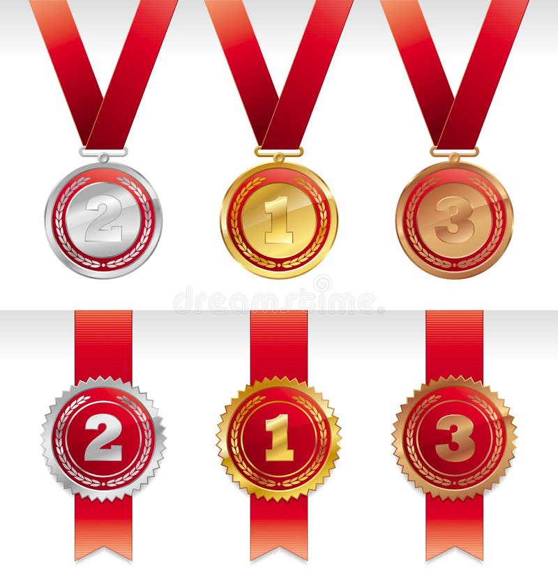 Três medalhas - ouro, prata e bronze