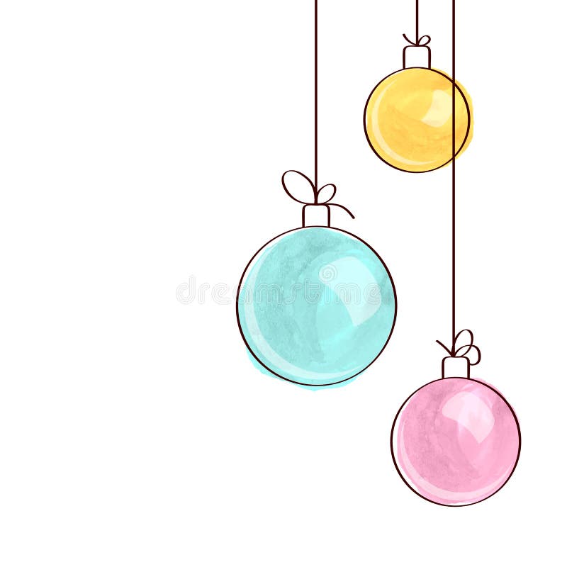 Três ornamento da bola do Natal da aquarela ilustração do vetor Três ornamento da bola do Natal da aquarela ilustração do vetor