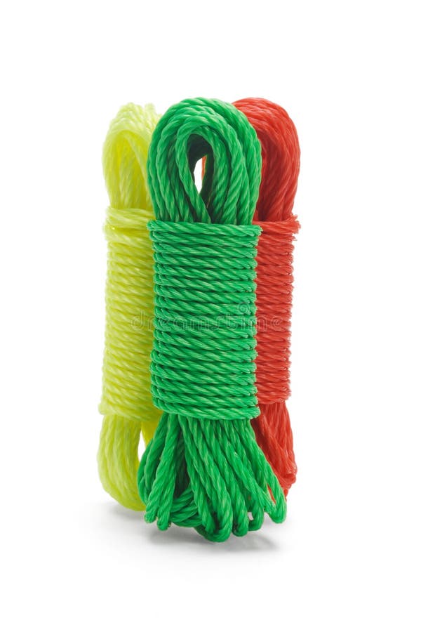 Três pacotes de cordas de nylon coloridas imagem de stock Três pacotes de cordas de nylon coloridas imagem de stock