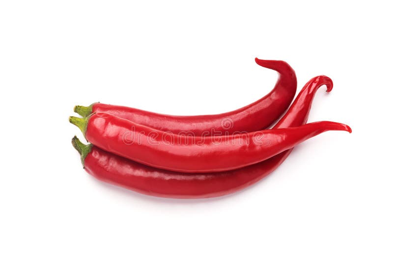 Três pimentas da malagueta picante isoladas no fundo branco fotos de stock Três pimentas da malagueta picante isoladas no fundo branco fotos de stock