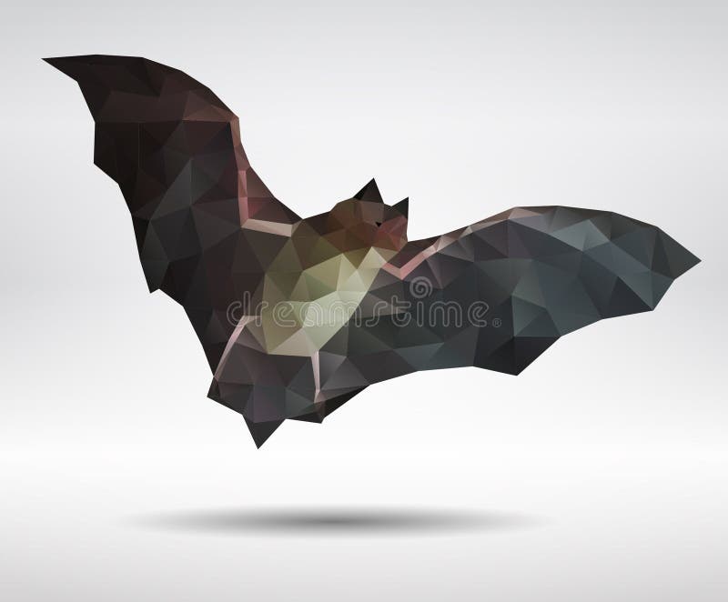 Abstract geometric stylized bat with dropped shadow. Abstract geometric stylized bat with dropped shadow.