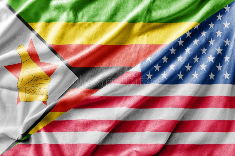 Trójwymiarowa flaga usa i zimbabwe obraz royalty free