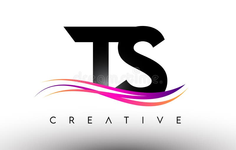 TS Logo Letter Design Icon. TS Letters with Colorful Creative Swoosh ...