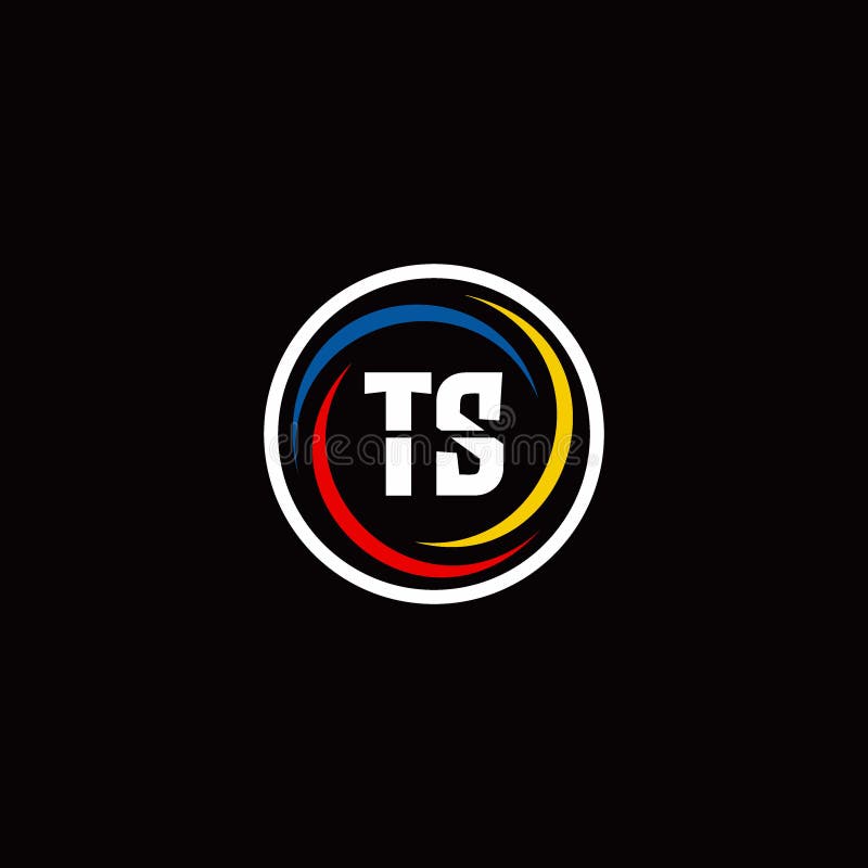 TS Monogram Logo Isolated on Circle Shape with 3 Slash Colors Rounded ...