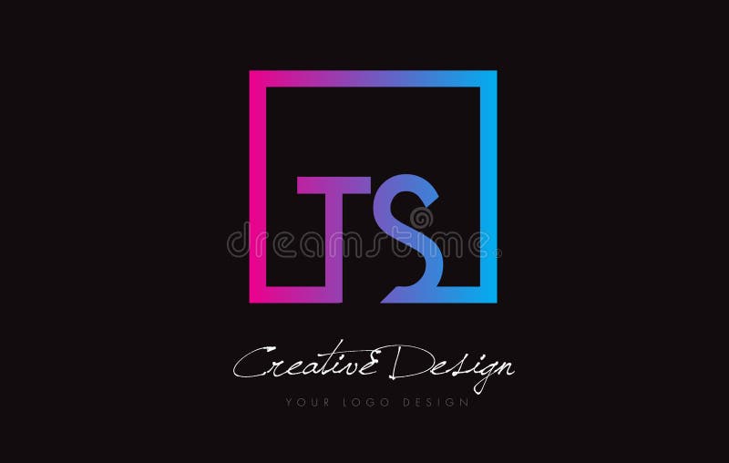 TS Square Frame Letter Logo Design with Purple Blue Colors Stock Vector ...