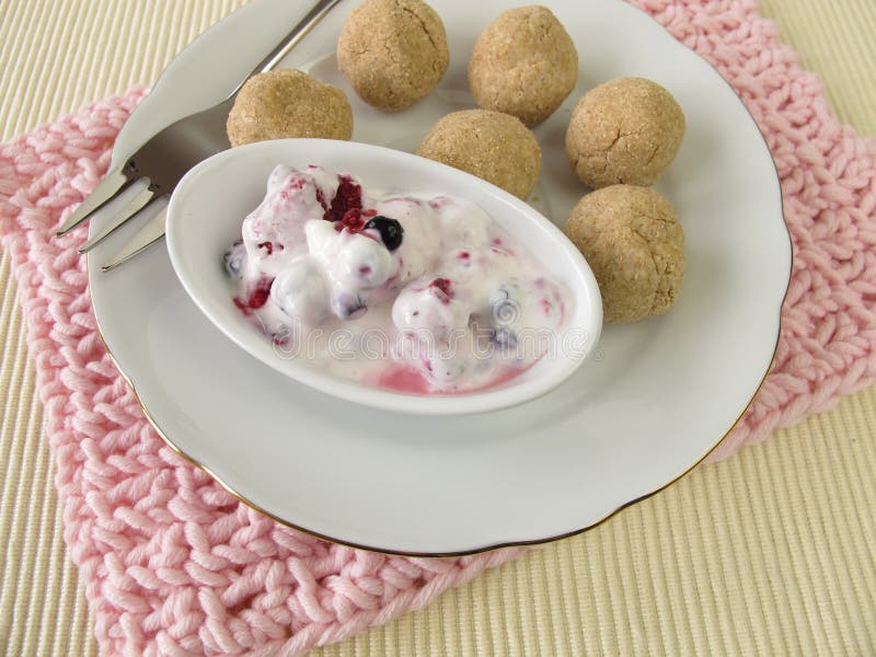 Tsampa Balls with Fruit Yogurt Stock Photo Image of energy, tsampa