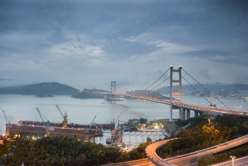 Tsang Ma bridge at Hong Kong before Typhoon.