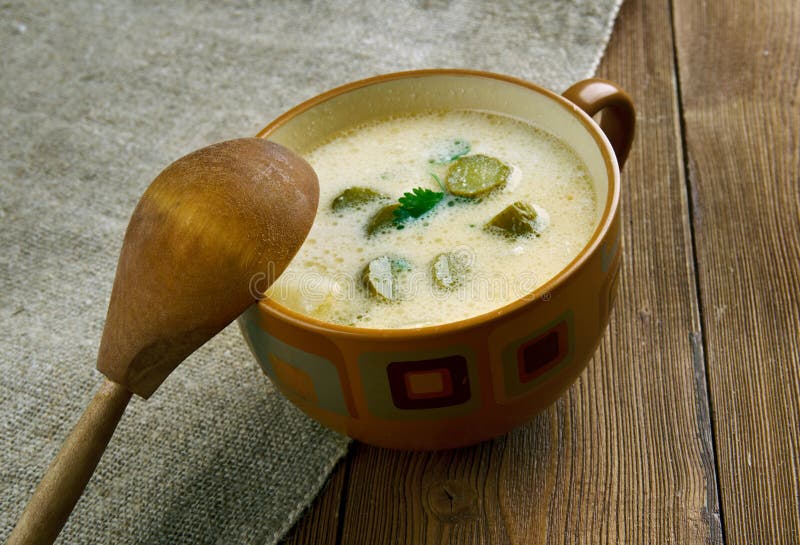 Tschechische Kartoffel-Essiggurken-Suppe Stockbild - Bild von ...