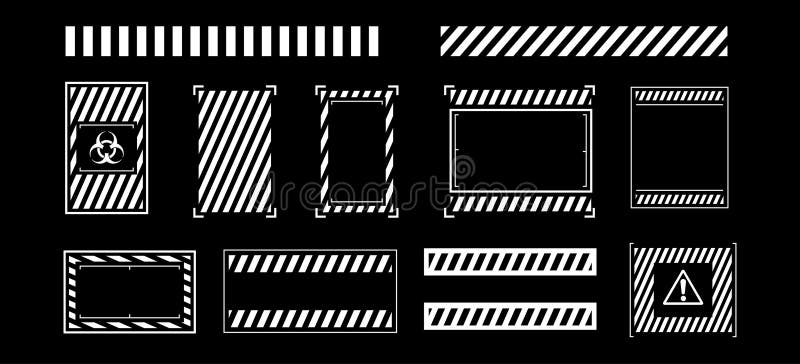 Cyberpunk Warning & Hazard Icons Collection stock illustration