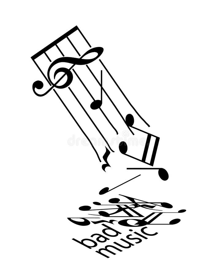 Music Note Fall from a Broken Staff Stock Illustration - Illustration of  works, background: 205482907