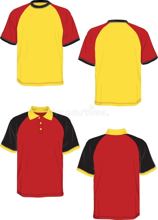 Tshirt Polo-red Yellow Black-model Sleeve. Stock Vector - Illustration ...