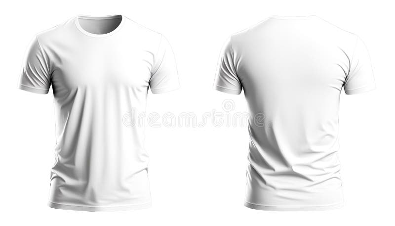 T-Shirt White Template Front and Back View - Generative AI Stock Image ...