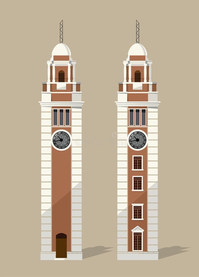 Tsim Sha Tsui Clock Tower, iconic gränsmärke i Hong Kong royaltyfri illustrationer