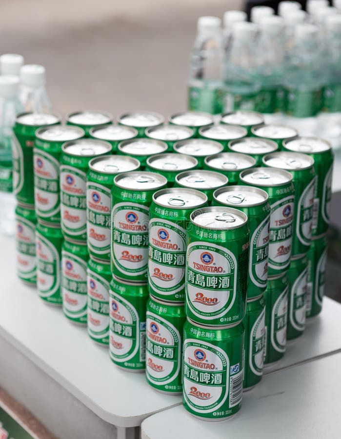 Tsingtao Beer in tin on shelve