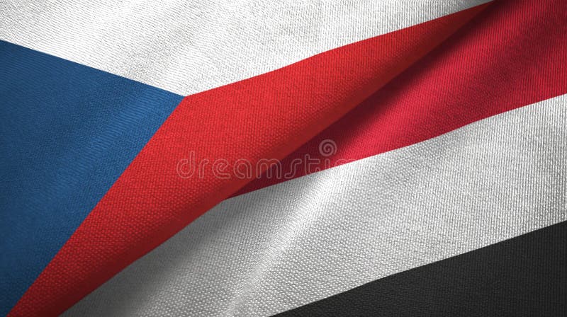Tsjechische Republiek en Yemen twee vlaggen textieldoek, stoffentextuur royalty-vrije illustratie Tsjechische Republiek en Yemen twee vlaggen textieldoek, stoffentextuur royalty-vrije illustratie