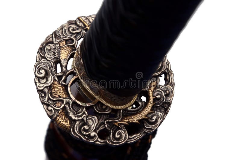 Tsuba : hand guard of Japanese sword stock images