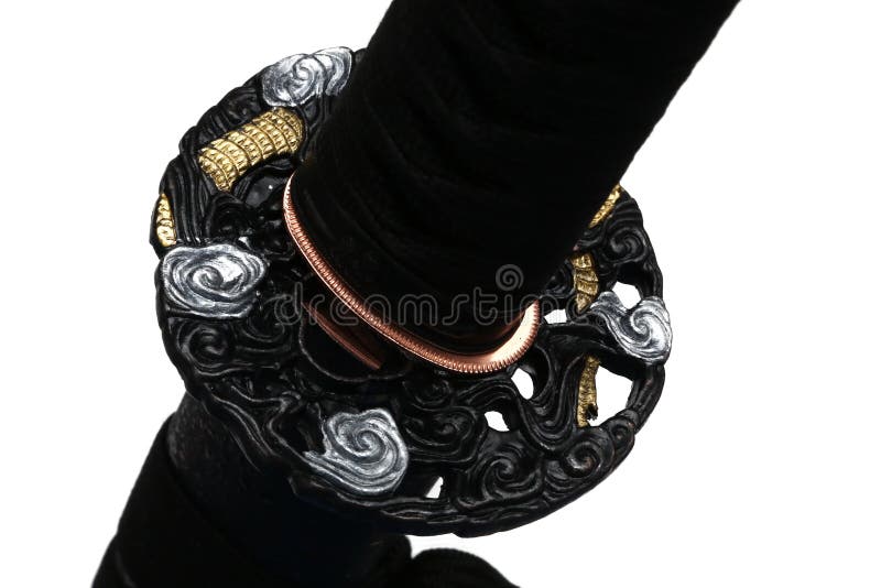 Tsuba : hand guard of Japanese sword stock images