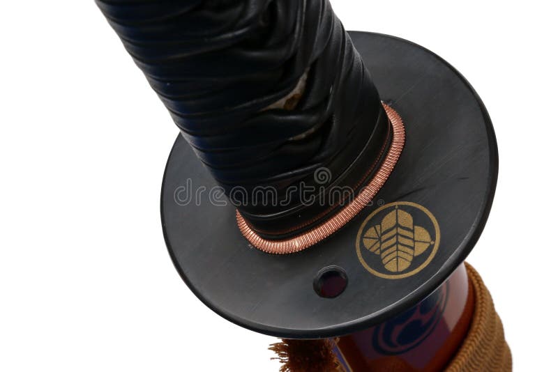 Tsuba : hand guard of Japanese sword stock photo