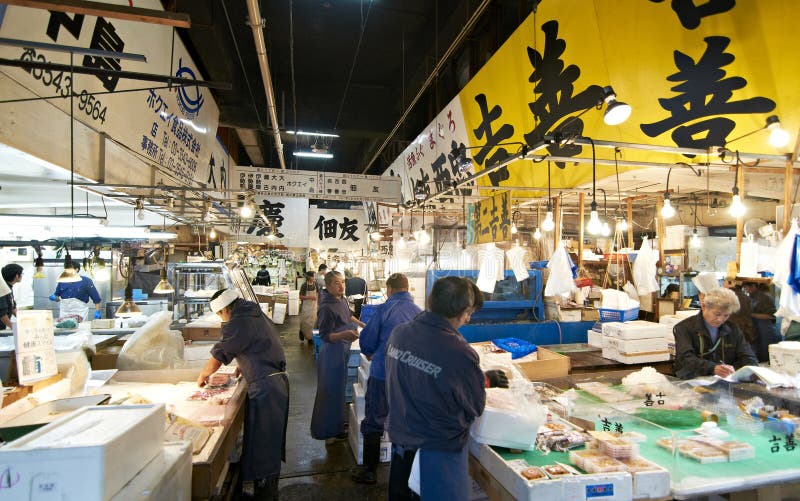 Walking In Tsukiji Fish Market Japan Editorial Stock Photo