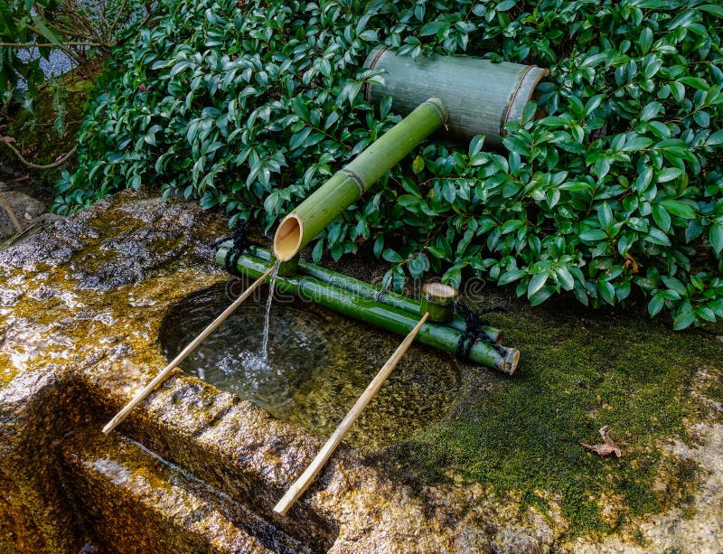 A tsukubai washbasin at Shinto Shrine