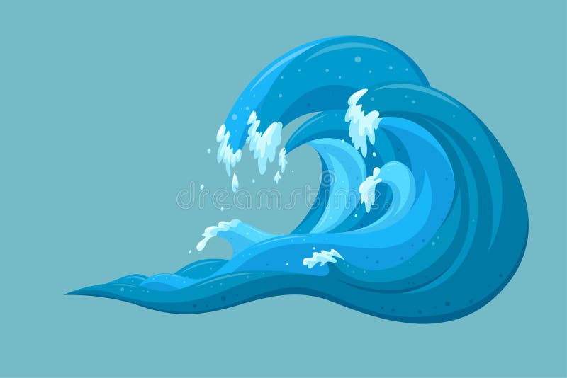 Tsunami Waves Background. Moving Ocean Waves in Cartoon Style Stock Vector  - Illustration of ocean, seascape: 214604890