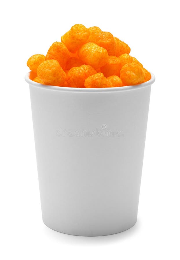Tub of Cheese Balls stock photo. Image of orange, food 261626262