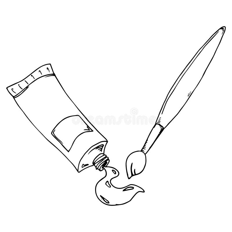 Artist Painting Materials. Hand Drawn Stylized Sketch Vector