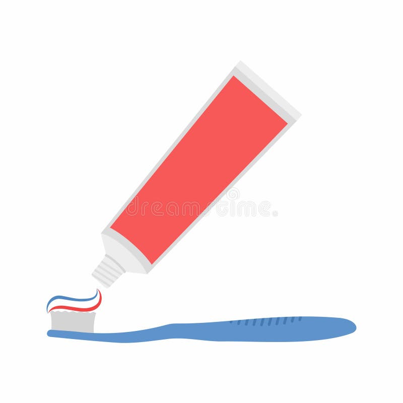 Tube Of Toothpaste And Tooth Brush In Flat Style On White Background Vector Stock Vector