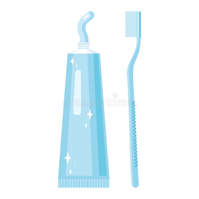 Tube Of Toothpaste And Toothbrush In Flat Style Isolated On White Background Stock Vector