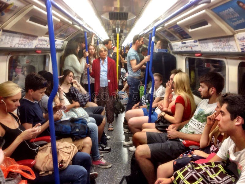 On a Tube Train on the London Underground. Editorial Stock Image