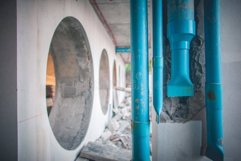 Tubes in construction site stock image. Image of high 61452641