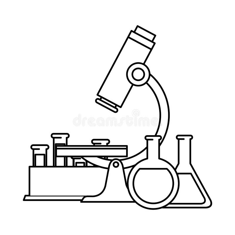 Tubes Test in Holder with Microscope Stock Vector Illustration of