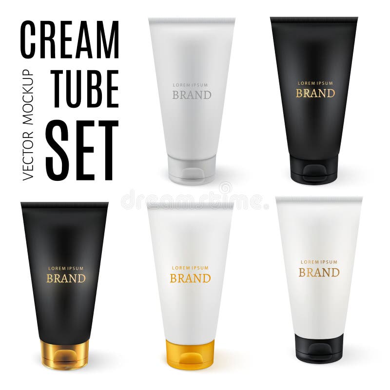 Tubi di plastica realistici per i prodotti cosmetici illustrazione di stock Tubi di plastica realistici per i prodotti cosmetici illustrazione di stock