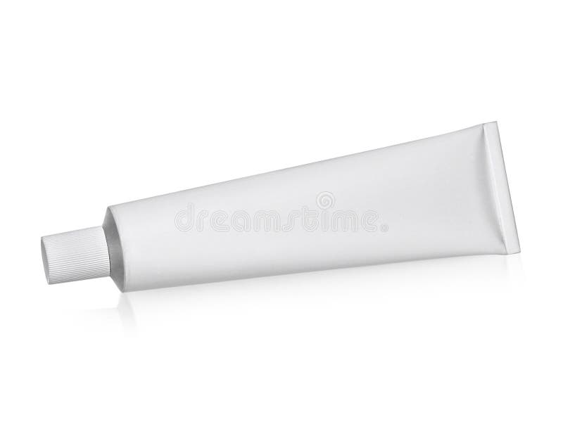 Tubo Blanco Poner Crema Aluminio Aislado En El Fondo Blanco de archivo Imagen de truncamiento, producto: 116500590