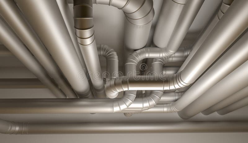 Tubos del sistema de la HVAC ilustración 3D stock de ilustración Tubos del sistema de la HVAC ilustración 3D stock de ilustración