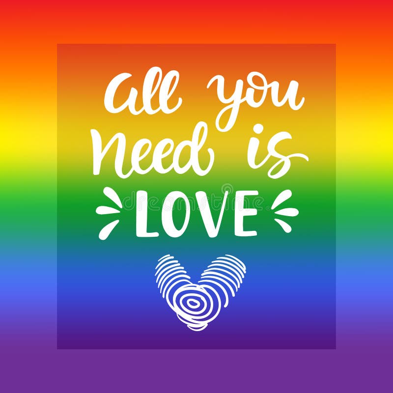 Tudo que você precisa é amor Slogan do orgulho alegre com rotulação escrita mão em um fundo da bandeira do espectro do arco-íris ilustração stock Tudo que você precisa é amor Slogan do orgulho alegre com rotulação escrita mão em um fundo da bandeira do espectro do arco-íris ilustração stock