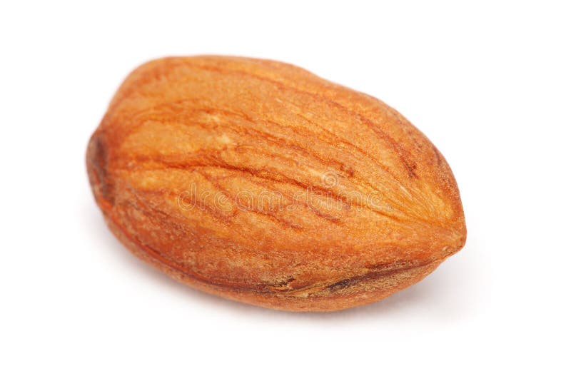 Macro shot of an almond nut on white background. Macro shot of an almond nut on white background.