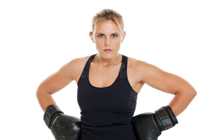 Tuff kvinnlig boxarestående royaltyfri fotografi Tuff kvinnlig boxarestående royaltyfri fotografi