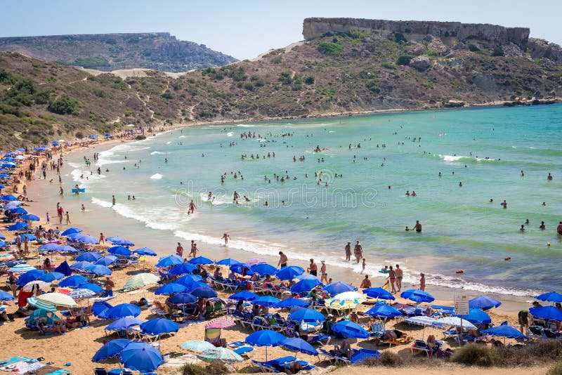 Tuffieha Bay Sandy Beach, Malta Editorial Stock Photo Image of
