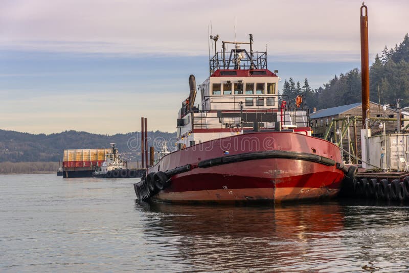 Tug boats moored in Oregon countryside