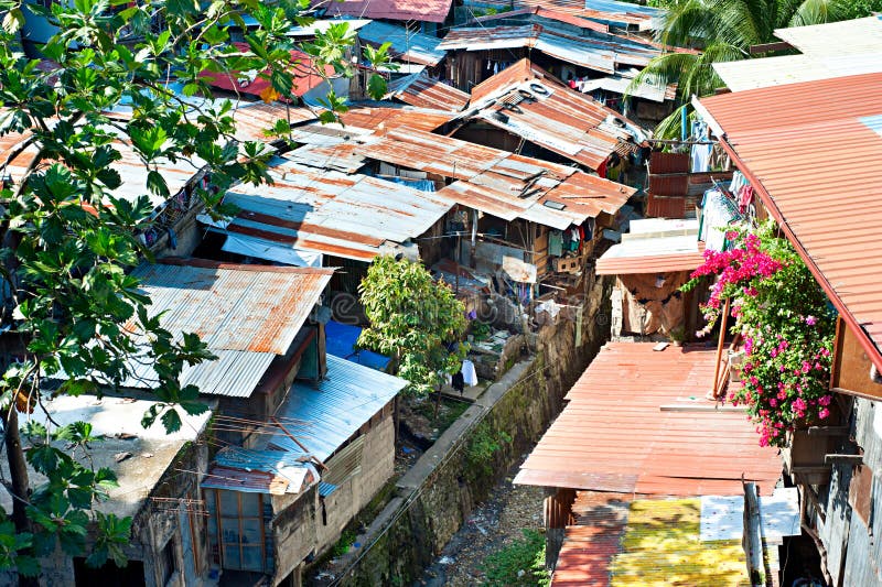 Aerial view on slums at night in Cebu city, Philippines. Aerial view on slums at night in Cebu city, Philippines