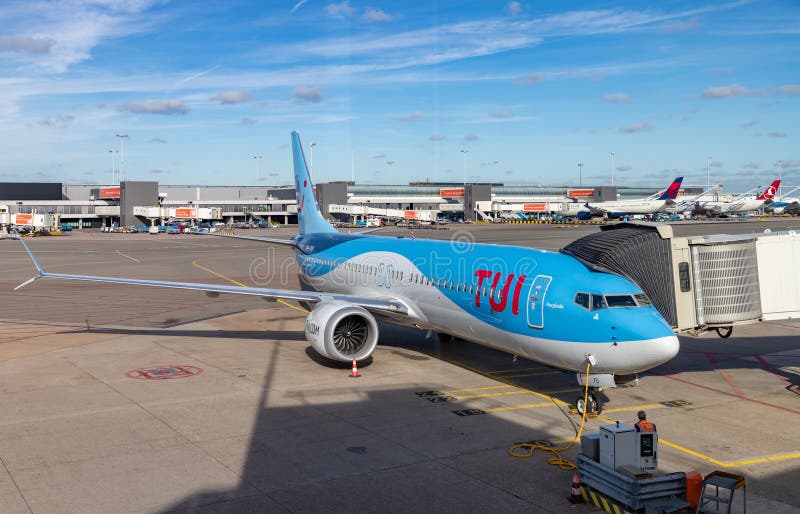 TUI Plane in Schiphol Airport Editorial Stock Photo Image of blue